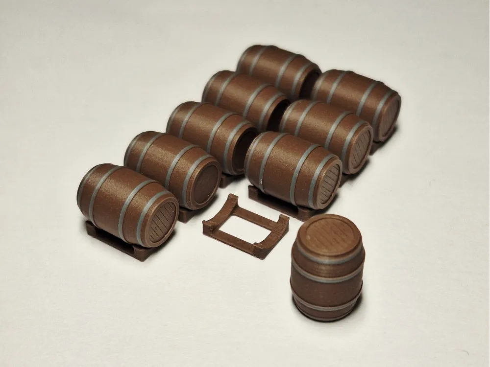 H0 1:87 Bierfass / Holzfass 10er Set mit Fasshalter