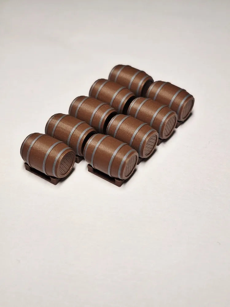 H0 1:87 Bierfass / Holzfass 10er Set mit Fasshalter